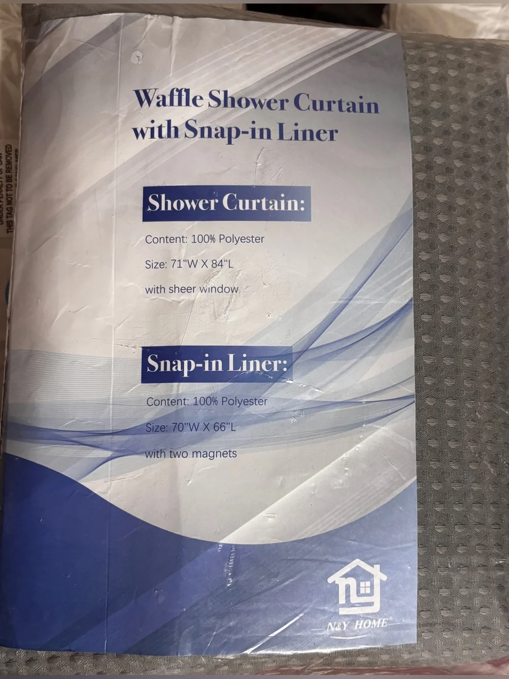 Final Offer Hookless Sheer Window Shower Curtain w/ Snap In Liner 70x60 Gray